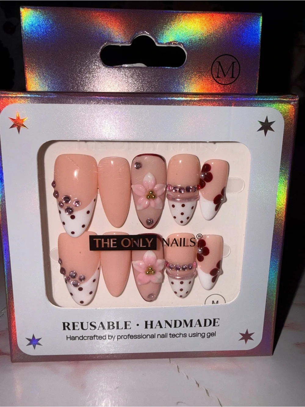 The Only Nails Reusable Pink Floral Press-On Nail Set